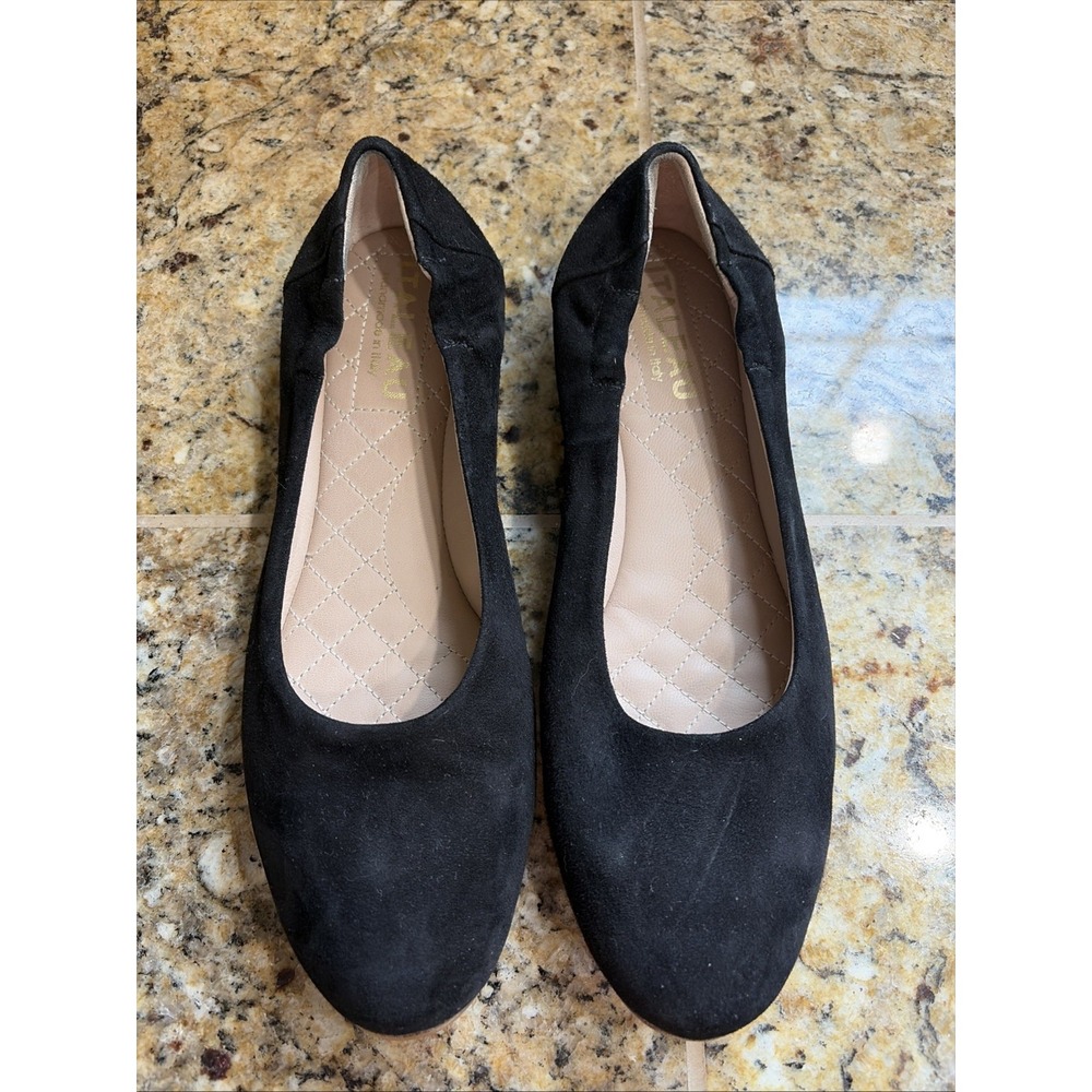 ITALEAU Classic Black Nero Suede Leather Vera Ballet Flats‎ Shoes Womens 40